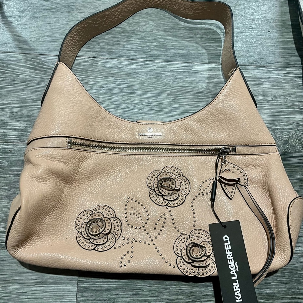 Karl Lagerfeld “L Martina” blush purse.